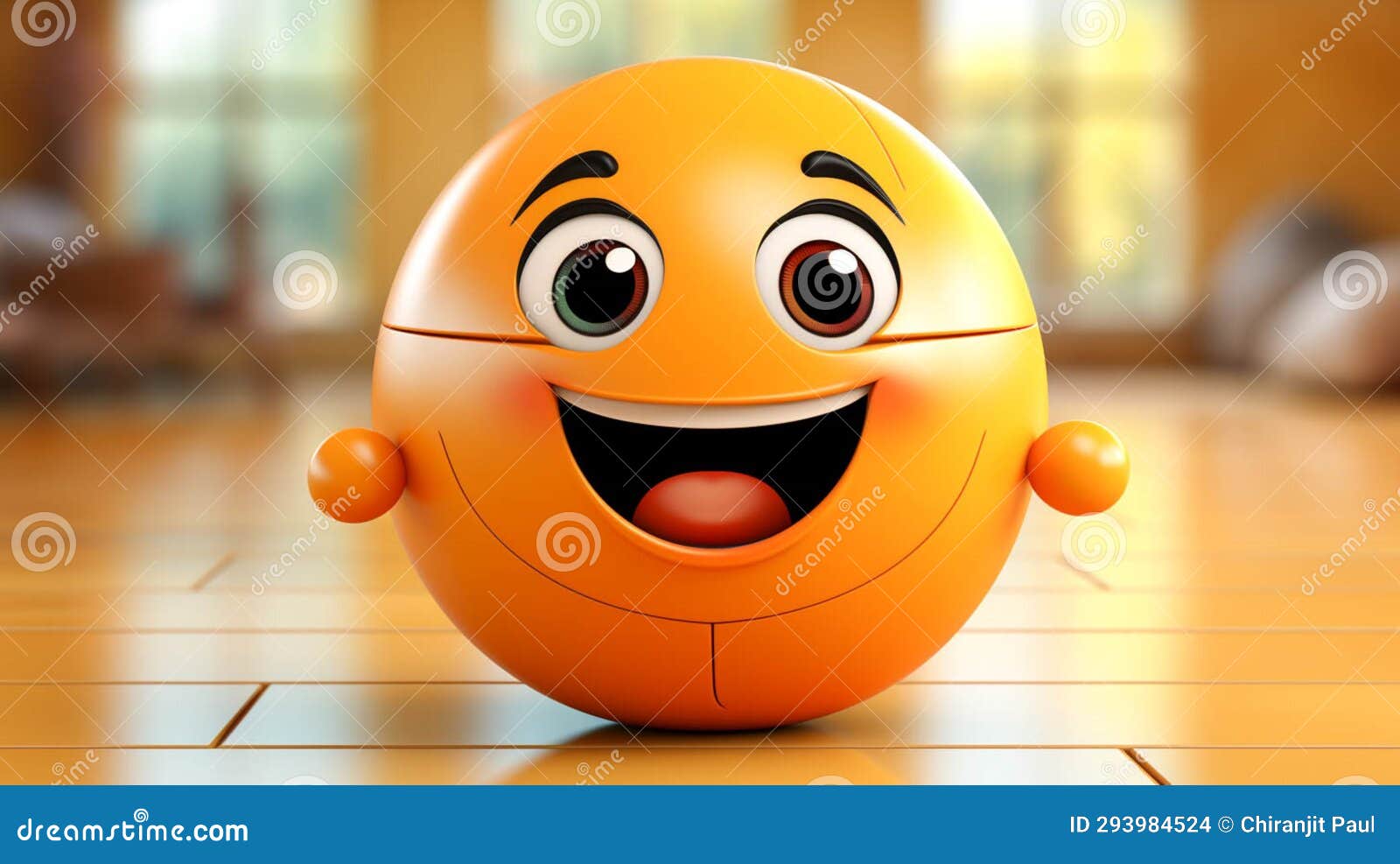 3D Ball Emoji Character in Laugh Emotion Action Stock Illustration