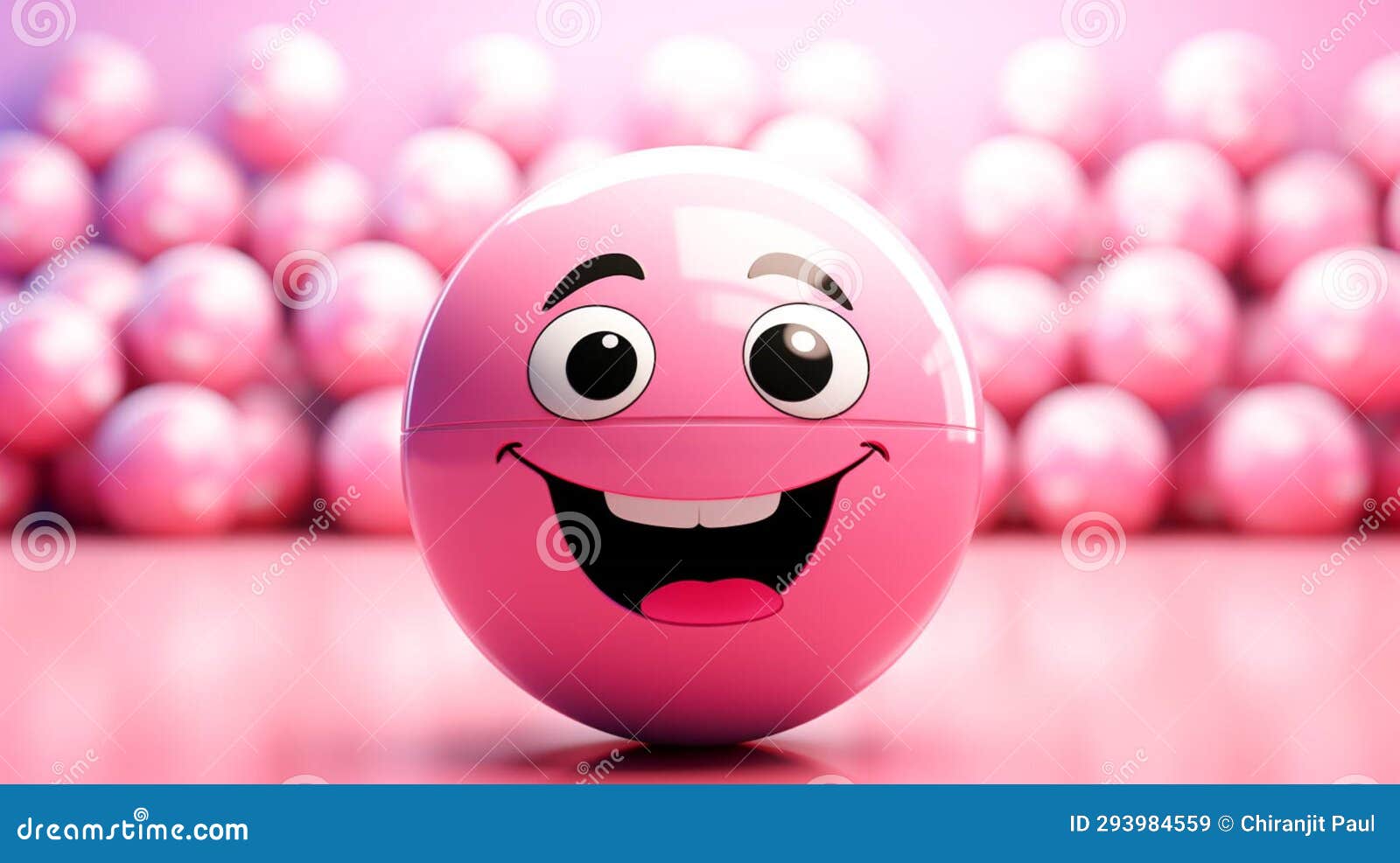 3D Ball Emoji Character in Laugh Emotion Action Stock Illustration