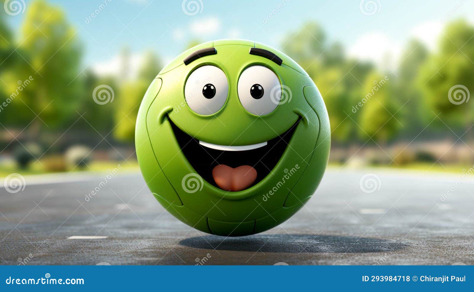 3D Ball Emoji Character in Laugh Emotion Action Stock Illustration