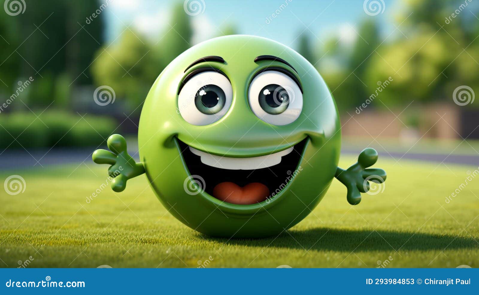 3D Ball Emoji Character in Laugh Emotion Action Stock Illustration