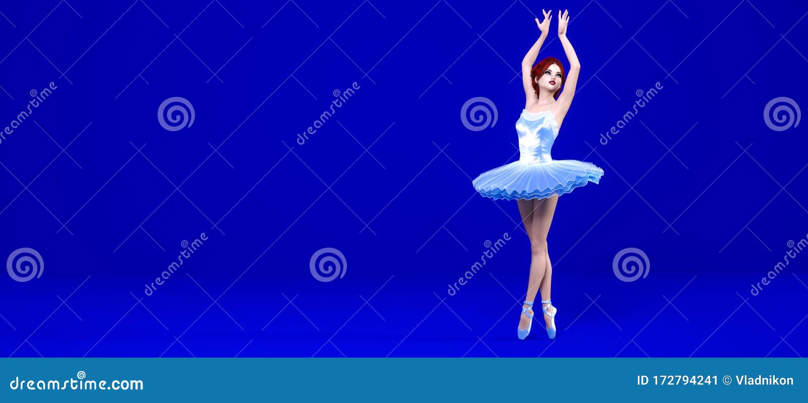 3D Ballerina Blue Classic Pointe Shoes and Ballet Tutu Stock ...