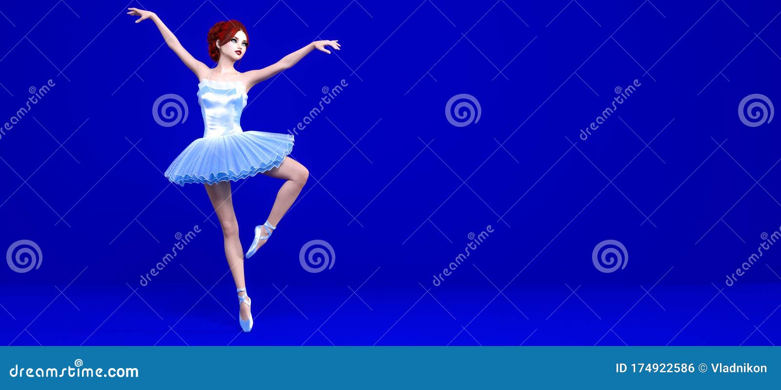 3D Ballerina Blue Classic Pointe Shoes and Ballet Tutu Stock ...