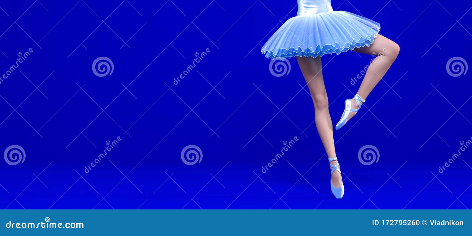 3D Ballerina Legs Blue Classic Pointe Shoes and Ballet Tutu Stock ...