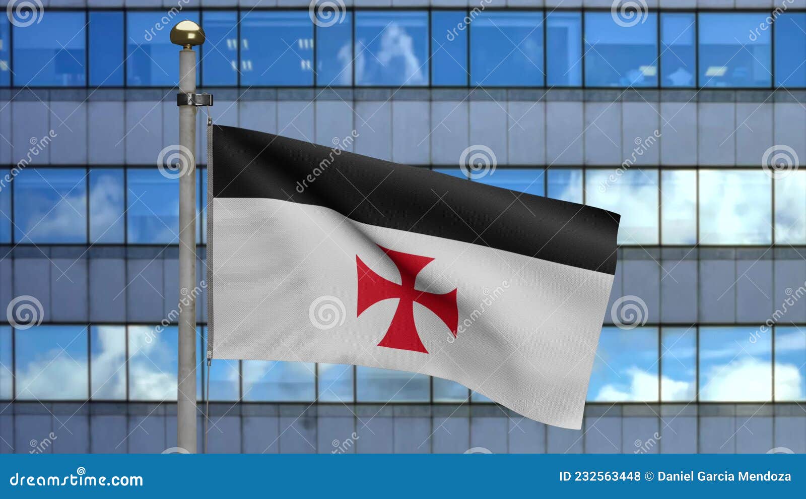3d Banner Knights Templars Flag Poor Soldiers Christ And Temple Of Solomon Stock Footage