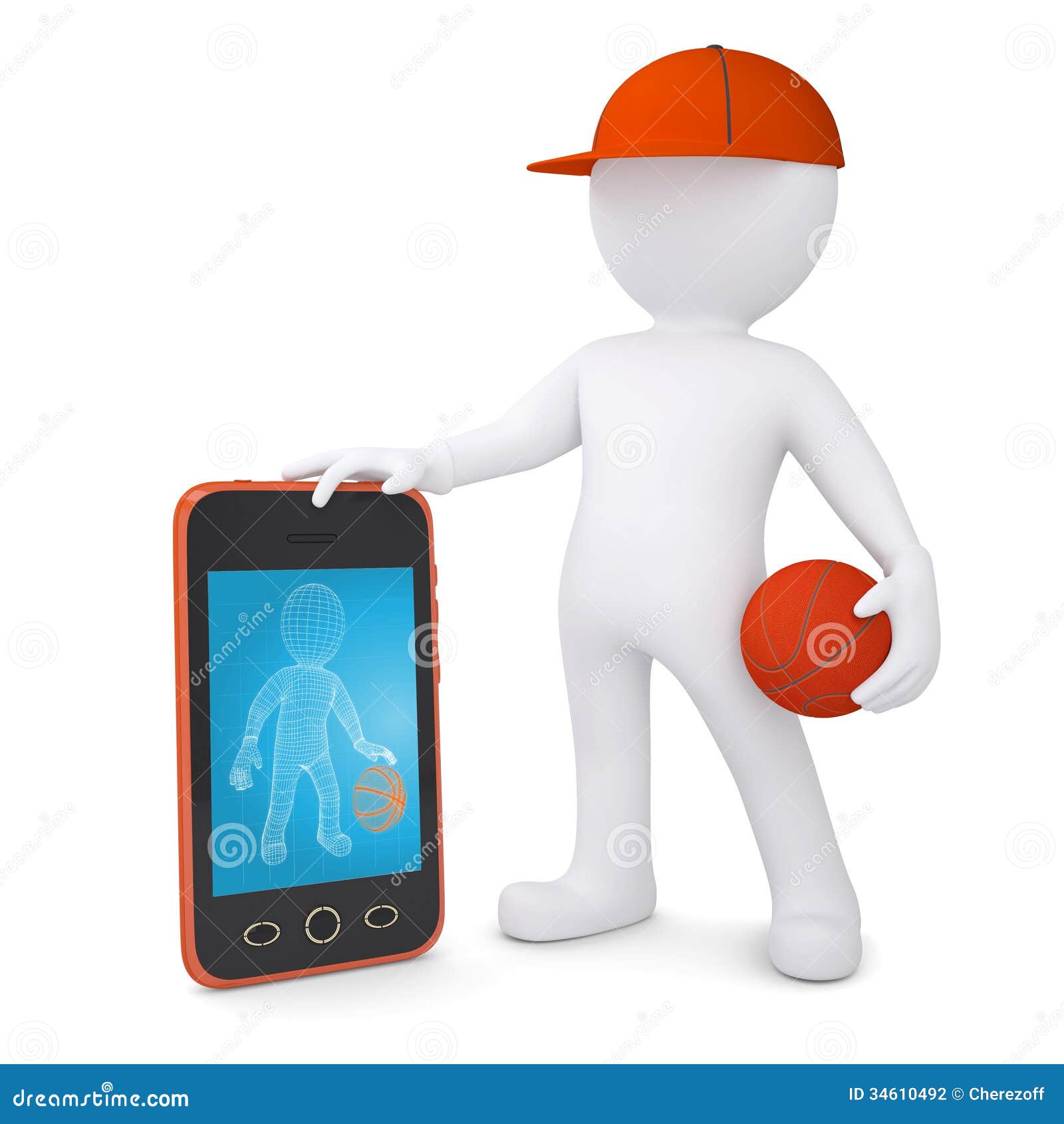 3d Basketball Player with the Telephone Stock Illustration ...