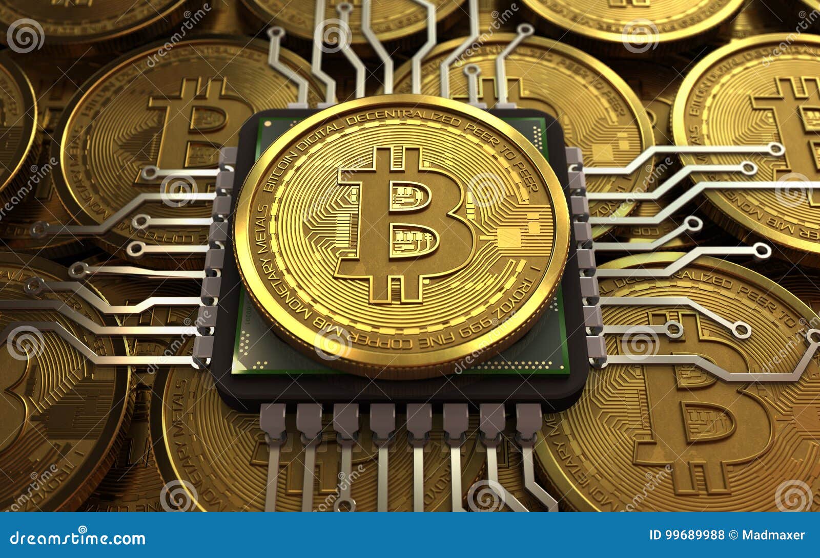 3d bitcoin CPU stock illustration. Illustration of virtual - 99689988