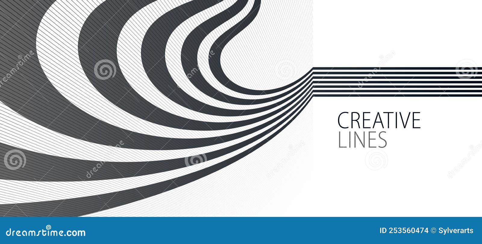 3D Black and White Lines in Perspective Abstract Vector Background