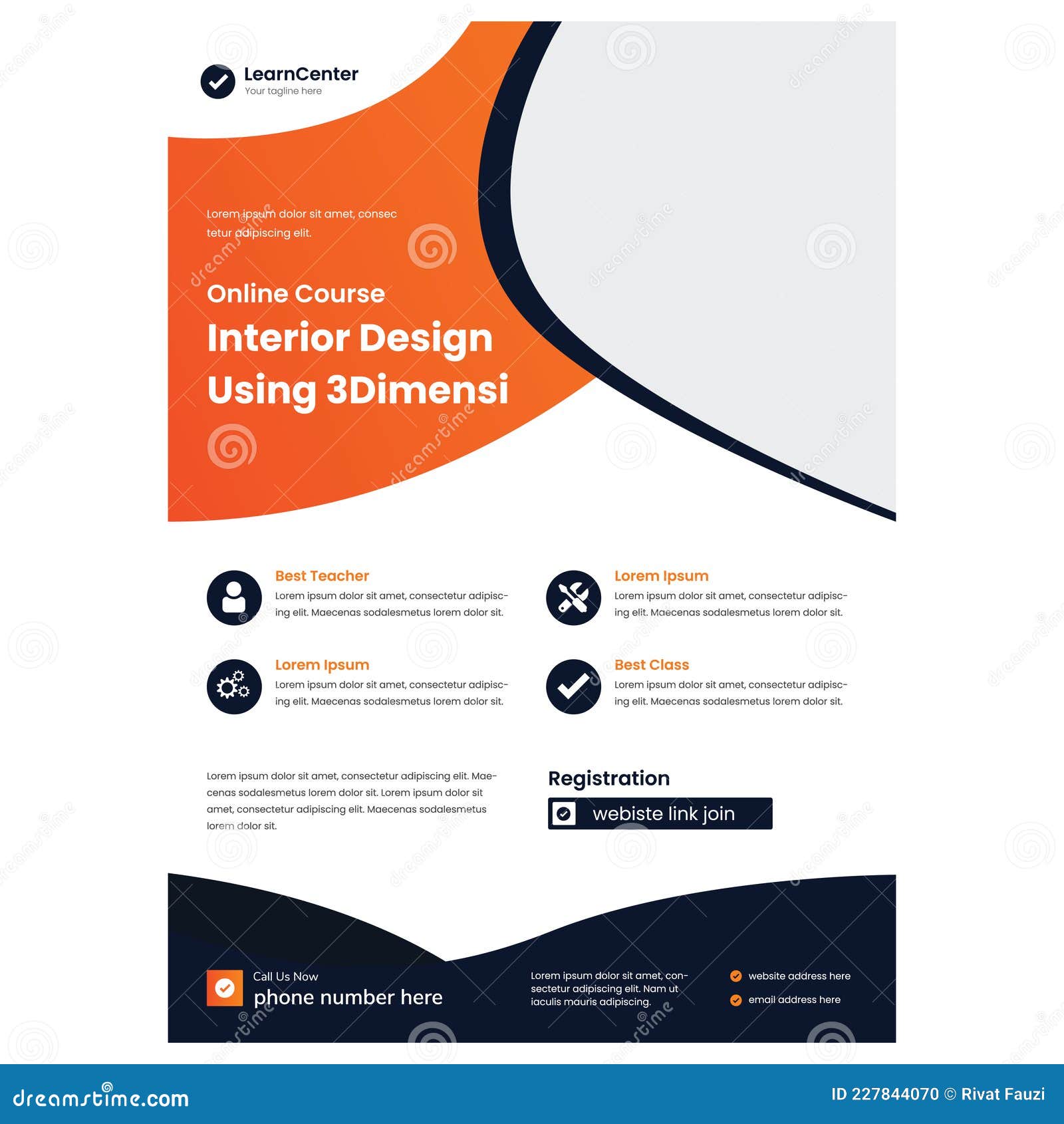 3d Blender Online Class Flyer Stock Illustration Illustration of