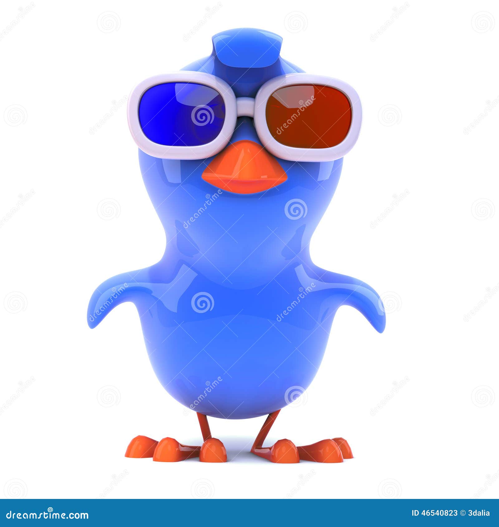 3d Blue Bird Wearing 3d Glasses Stock Illustration Illustration of