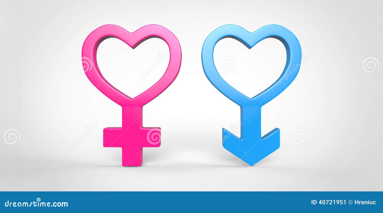 3d Blue Male And Pink Female Sex Heart Shape Symbol On