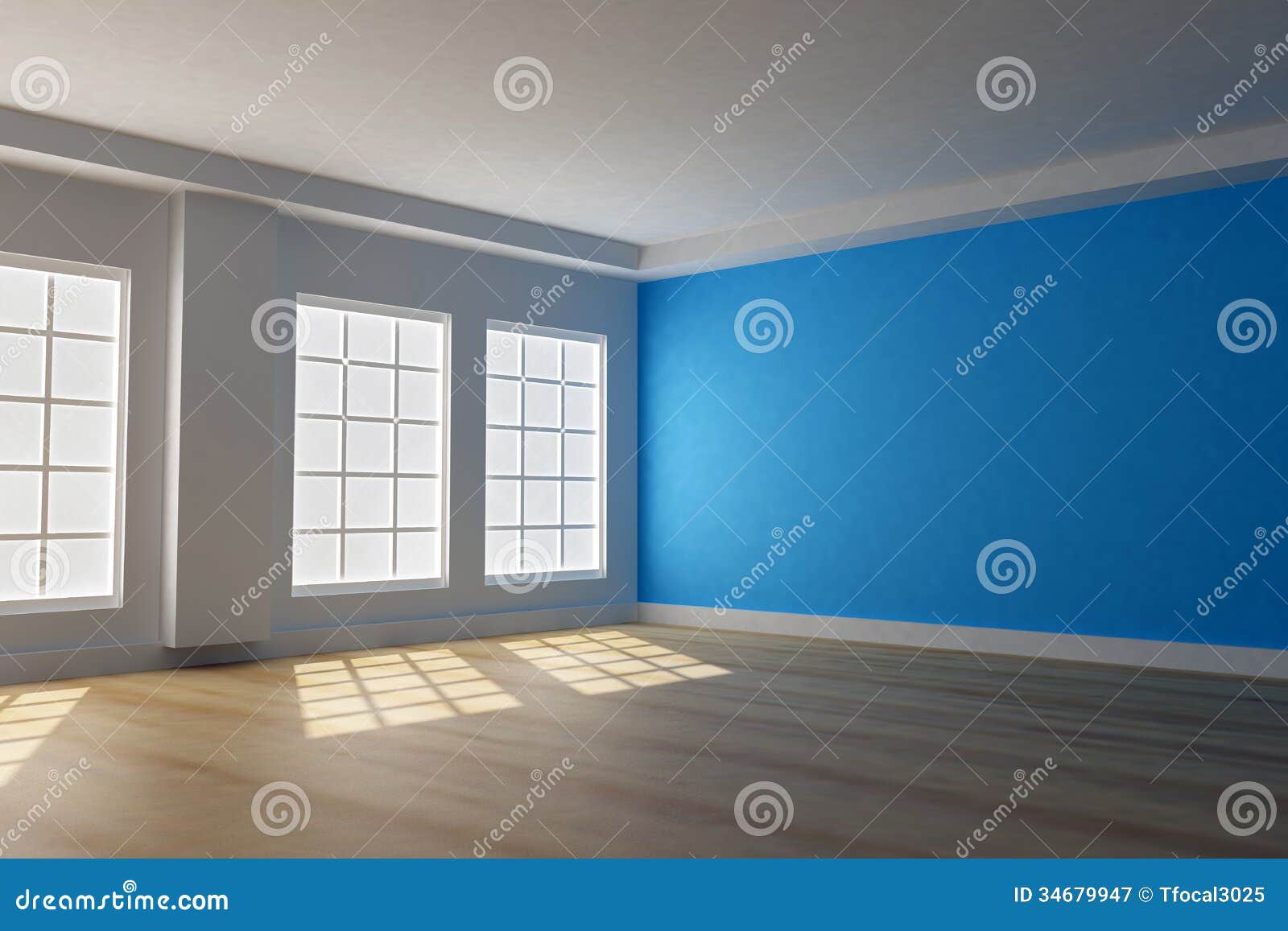 3d blue room with windows stock illustration illustration of house