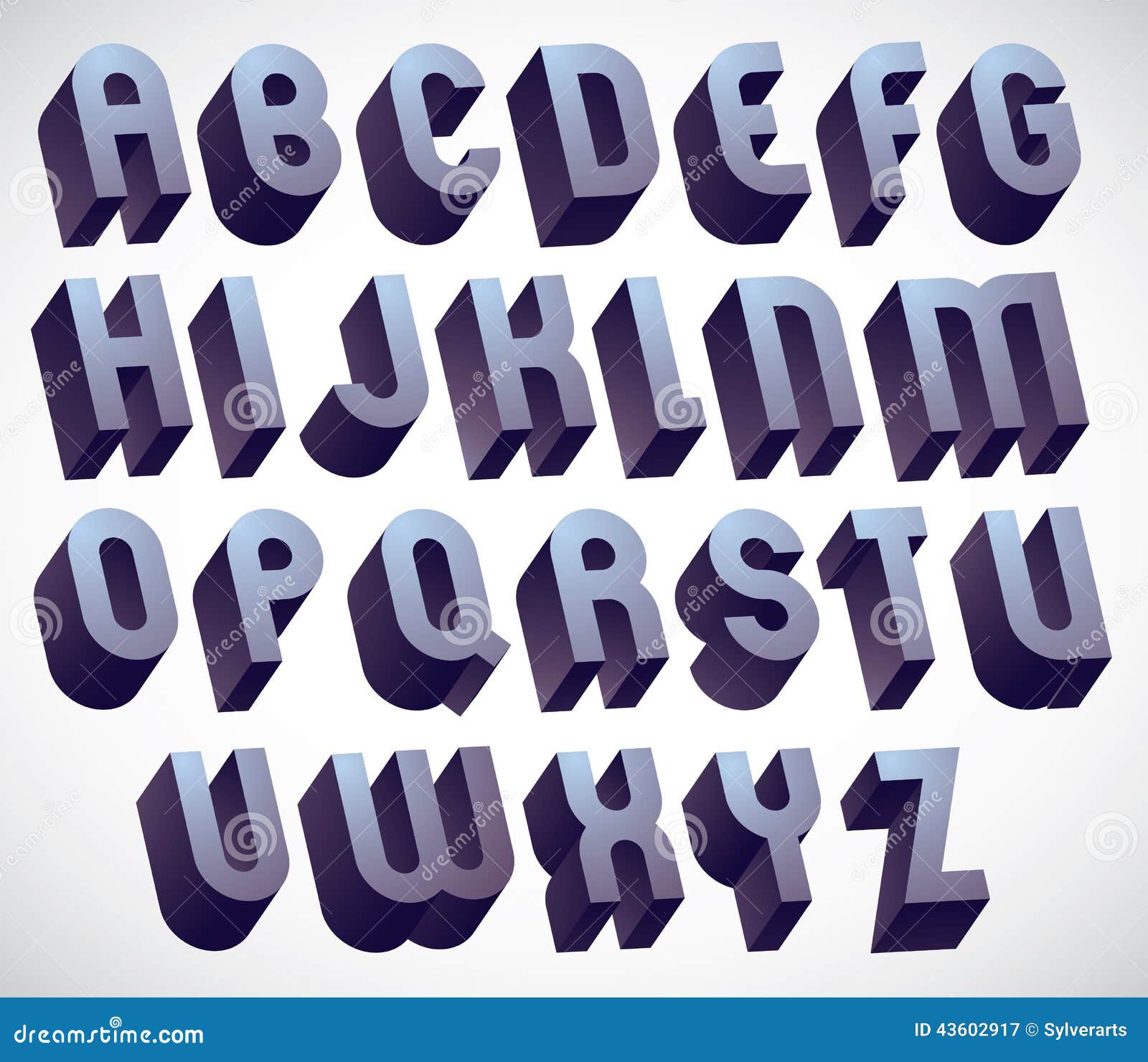 3d bold and big font monochrome dimensional alphabet made big bold letters
