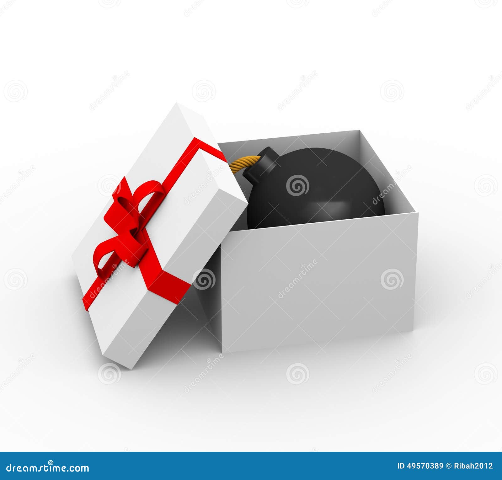3d bomb in gift box stock illustration. Illustration of event 49570389