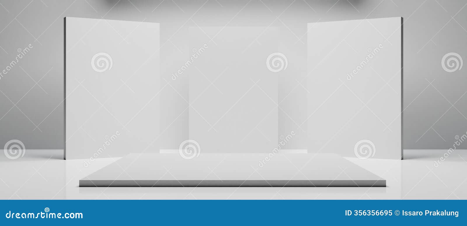 3d booth kios  rendering, exhibition podium pedestal stand event stage for mockup a display , trade show