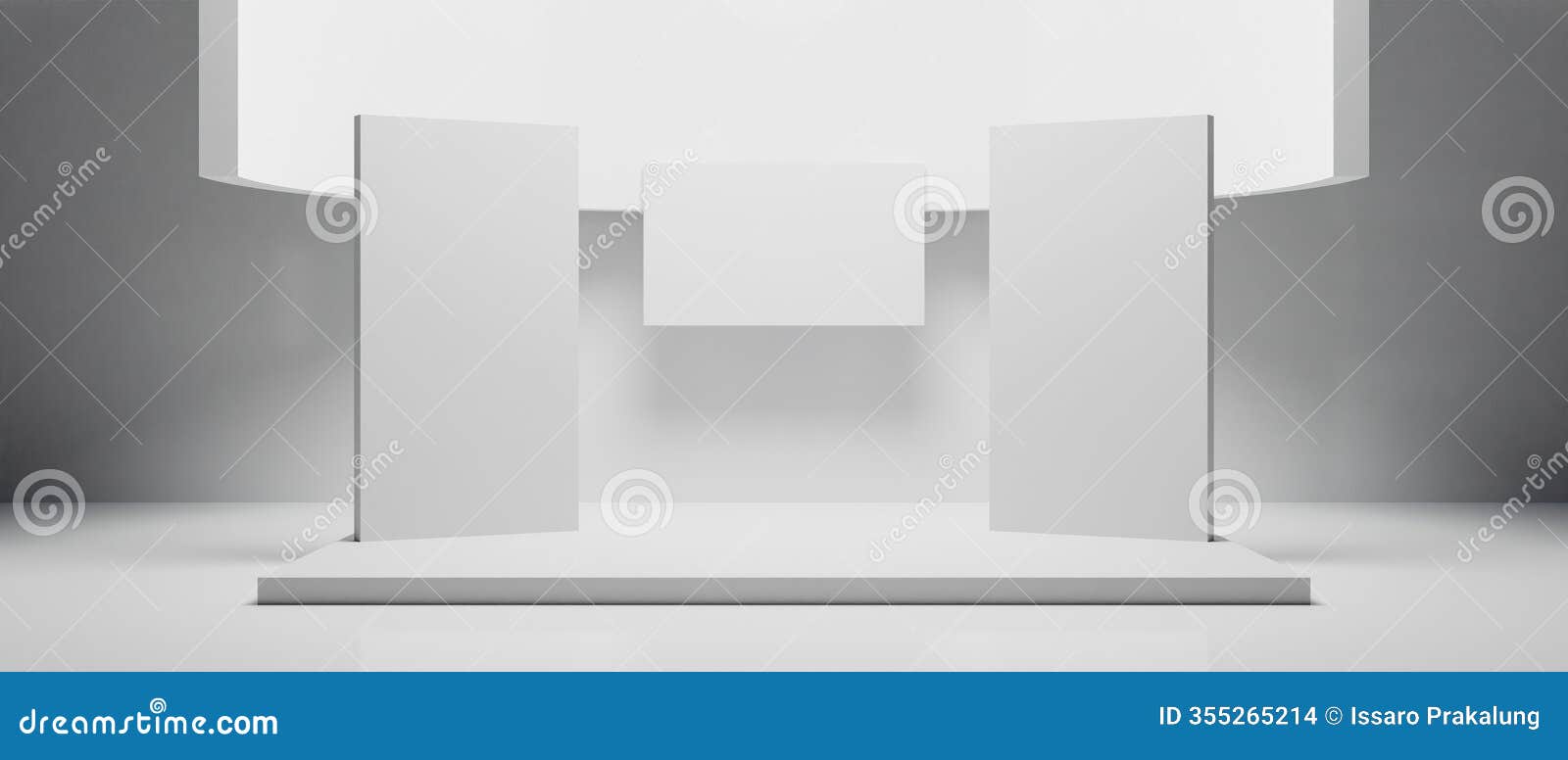 3d booth kios  rendering, exhibition podium pedestal stand event stage for mockup a display , trade show