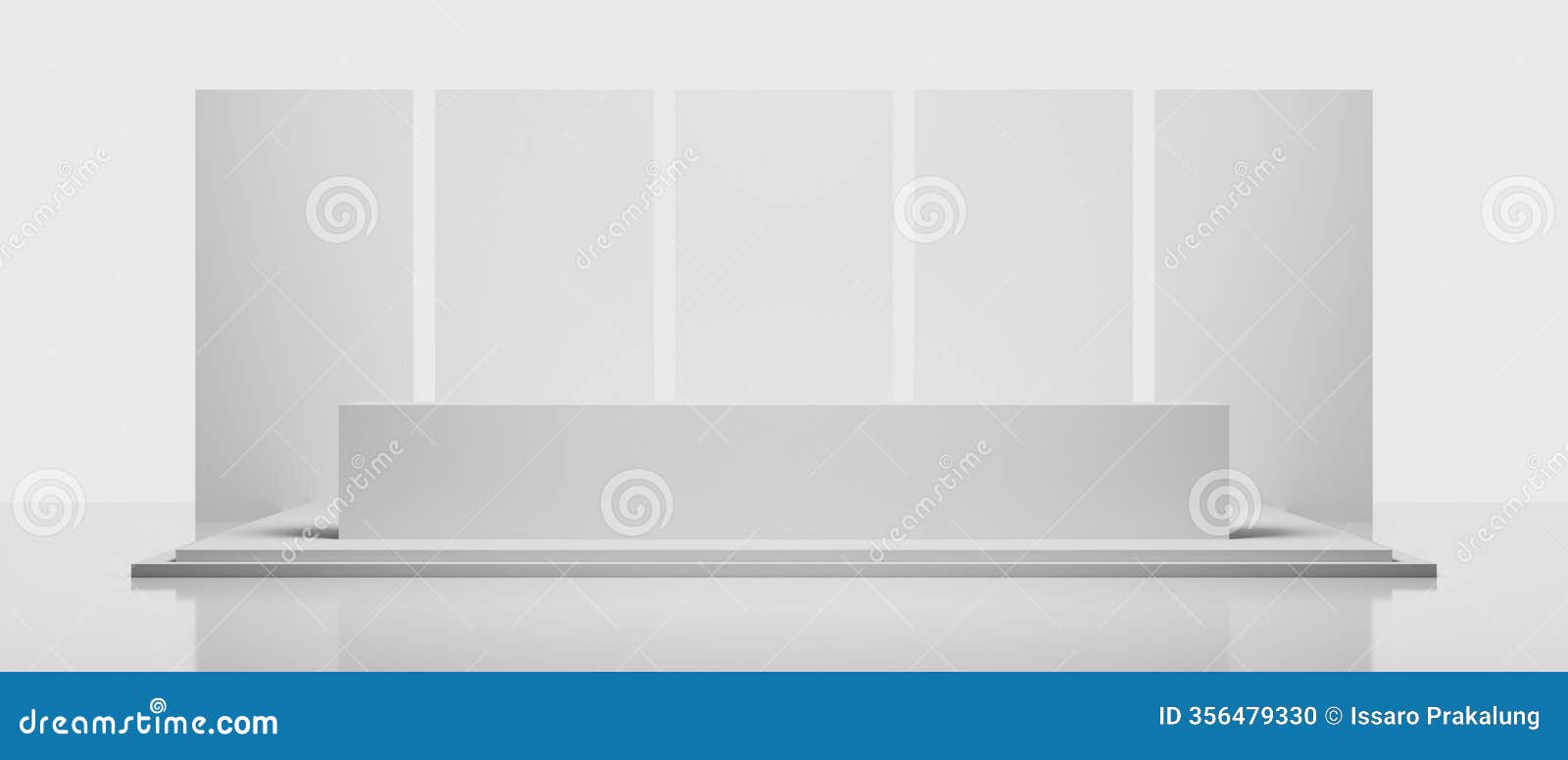 3d booth kios  rendering, exhibition podium pedestal stand event stage for mockup a display , trade show