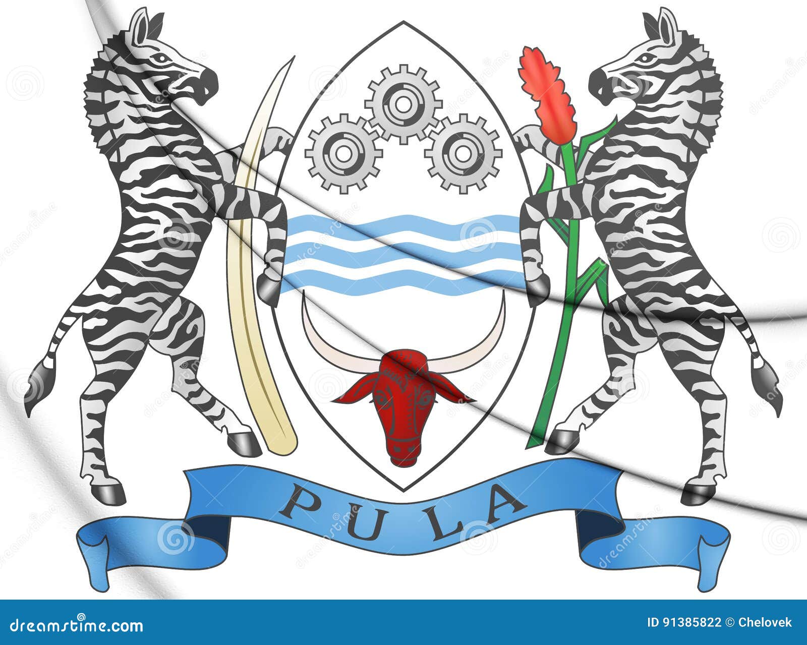3D Botswana Coat of Arms. stock illustration. Illustration of pleat