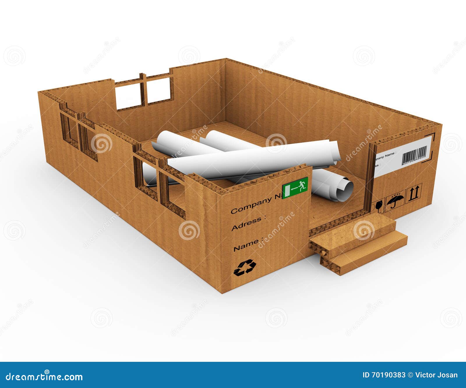 3d Box House on the White Background Stock Illustration Illustration