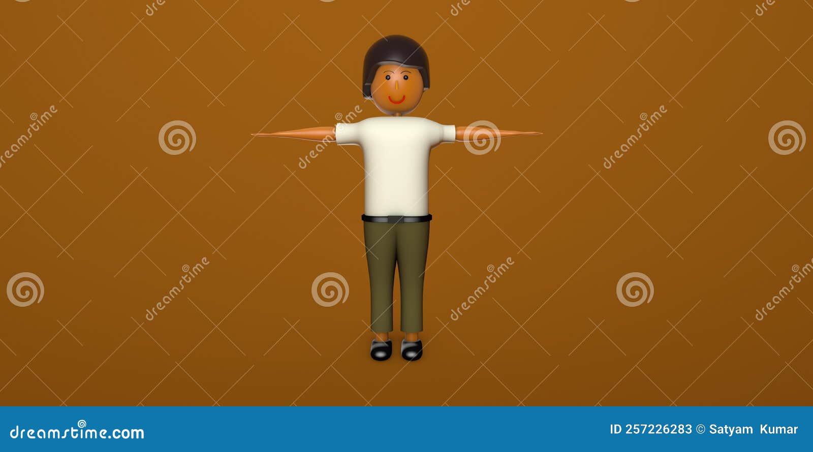 Character 3D Rendering Illustration,creative Man T Pose,of