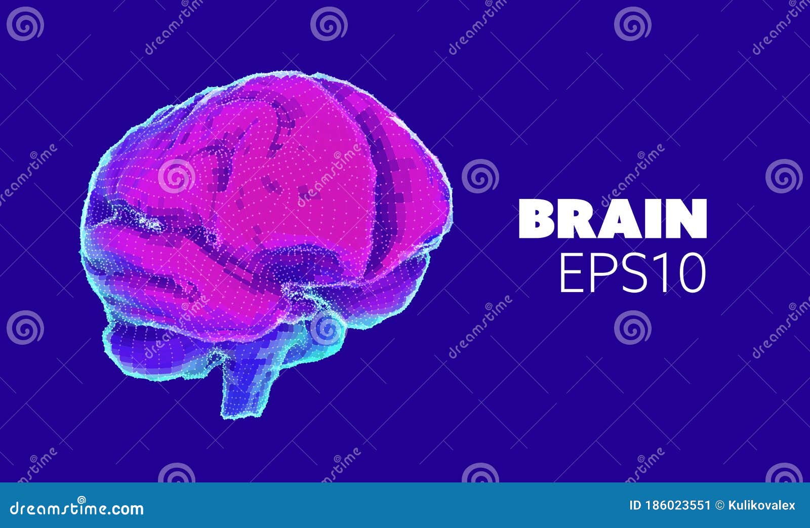 3d brain for concept . digital graphic. abstract geometric background. abstract science. network cyber technology