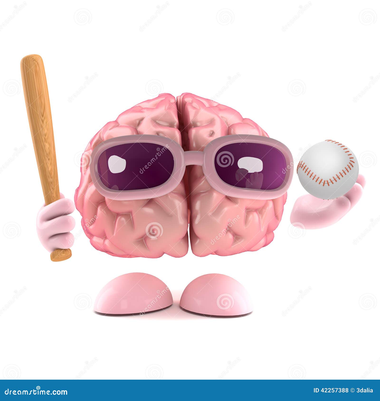 3d Brain loves baseball stock illustration. Illustration of organ