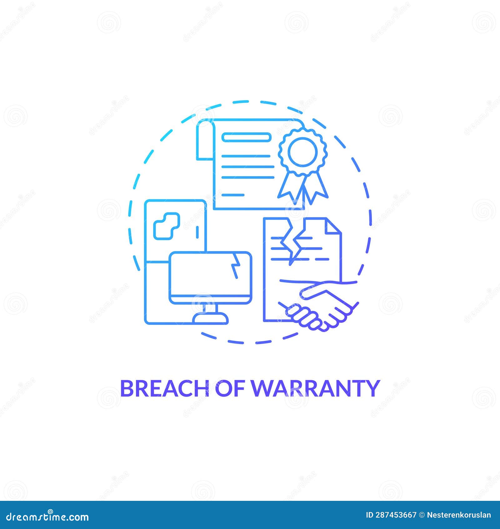 2D Breach of Warranty Gradient Icon Concept Stock Vector Illustration