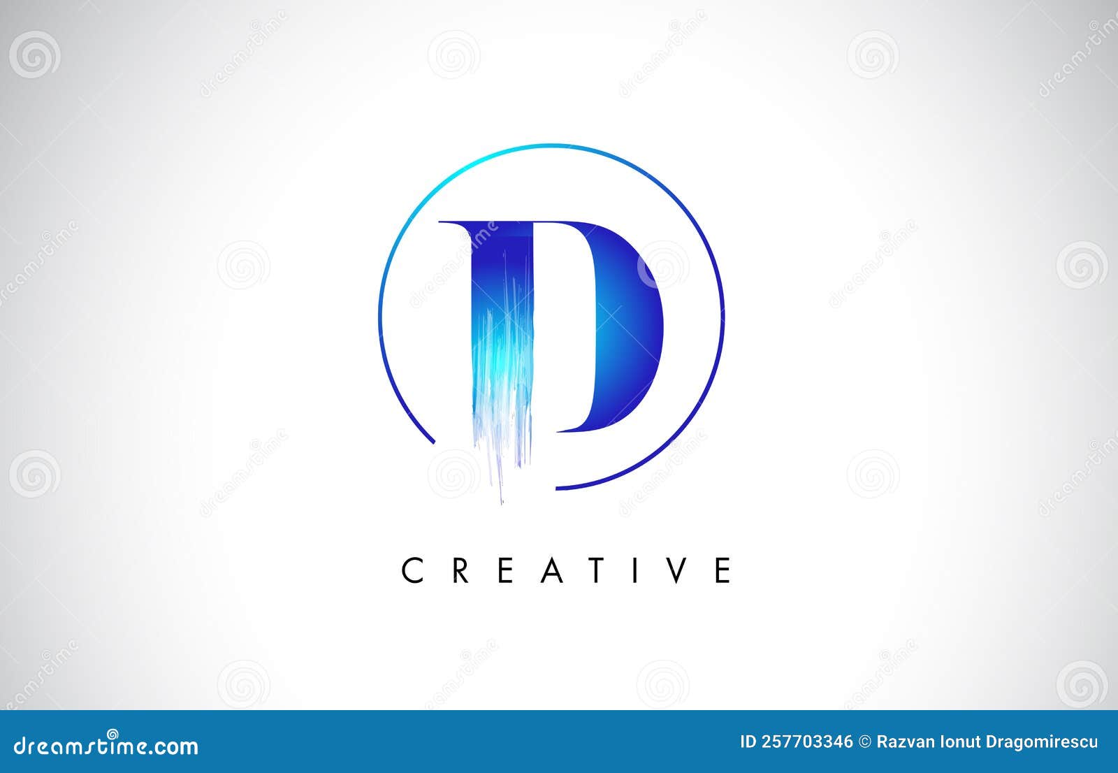 D Brush Stroke Letter Logo Design. Blue Paint Logo Leters Icon Stock