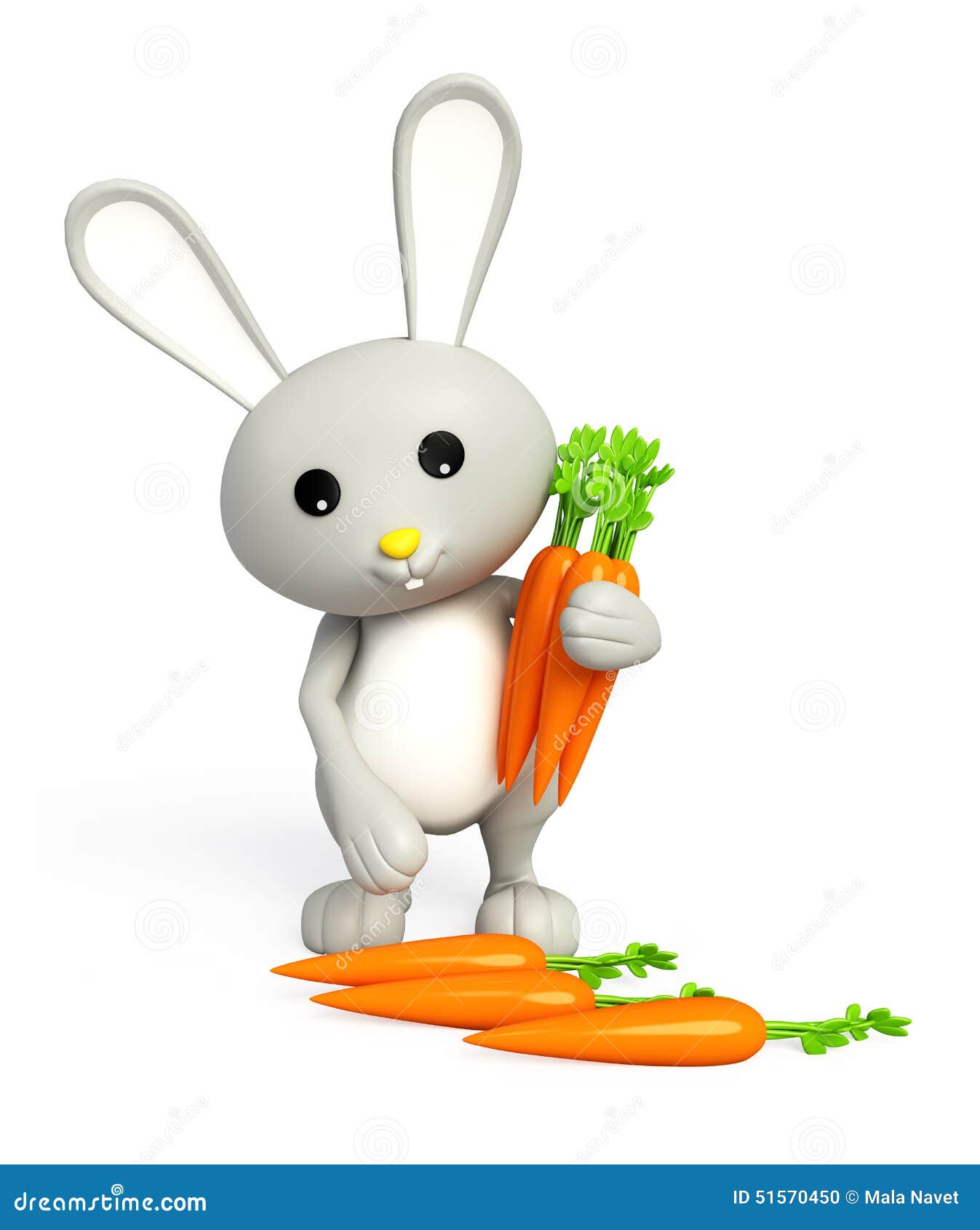 3d Bunny with carrot stock illustration. Illustration of grinning 51570450