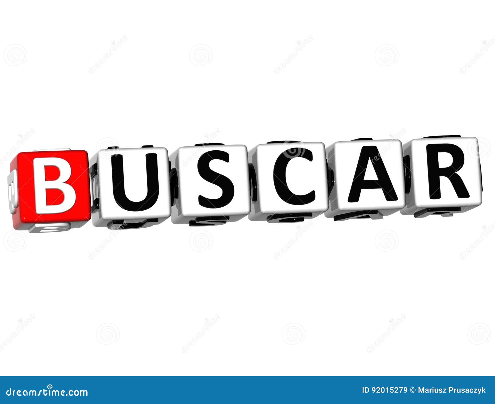3d buscar block text on white background