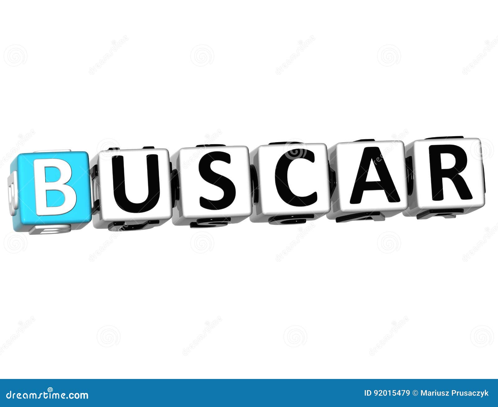 3d buscar block text on white background