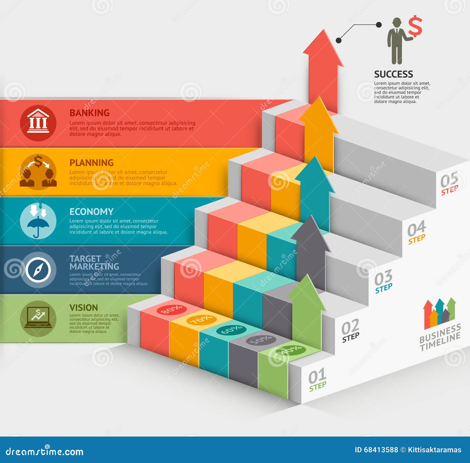 3d business staircase diagram template stock vector staircase templates
