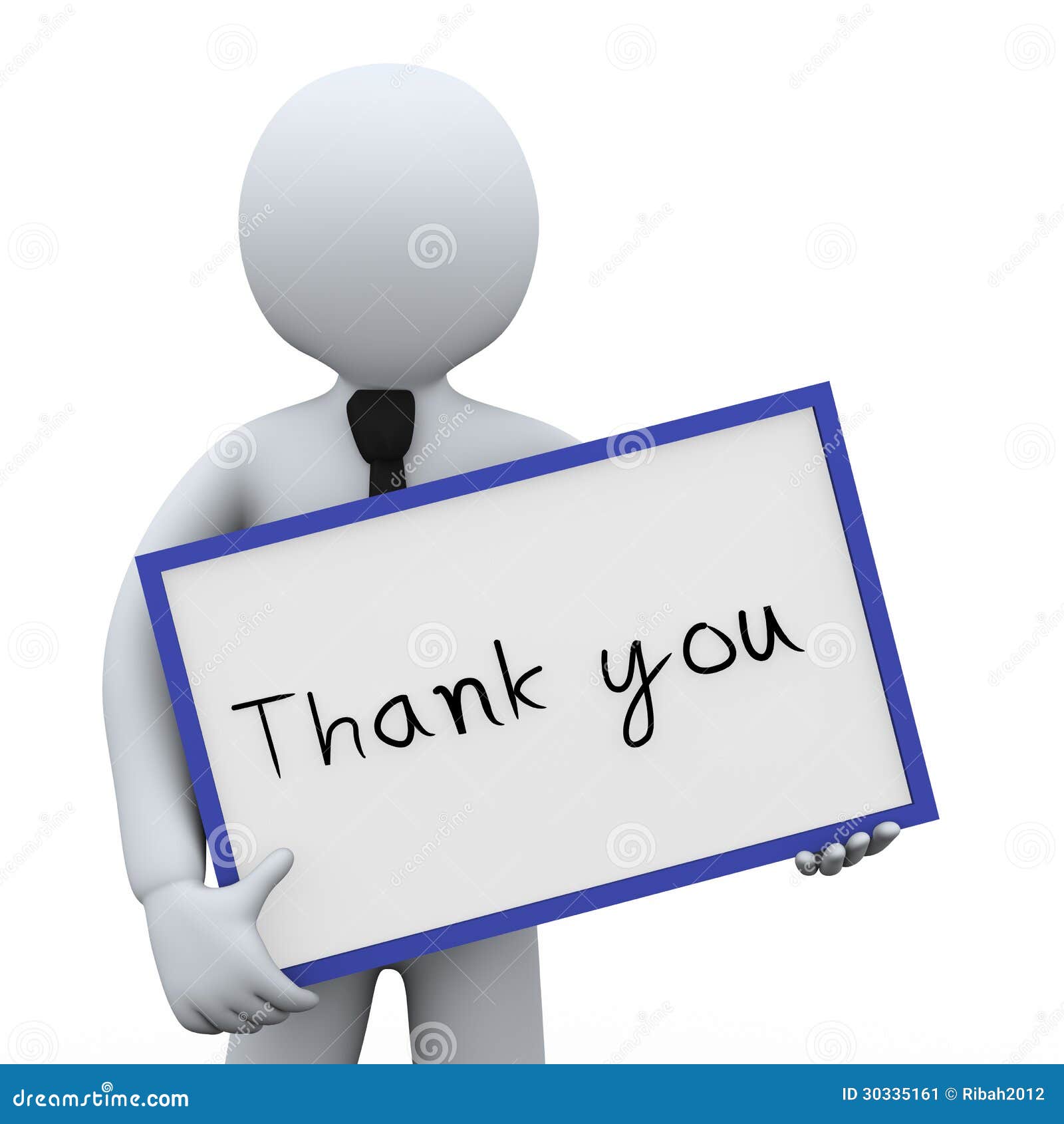 3d Businessman And Thank You Board Stock Image - Image: 30335161