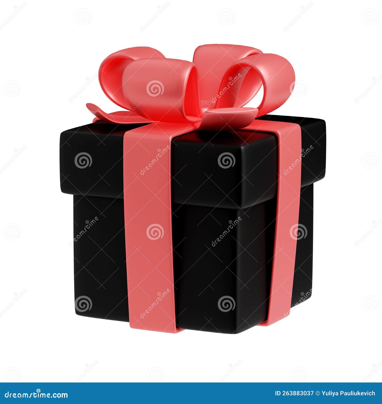 Caja de regalo roja con listón negro Stock Photo