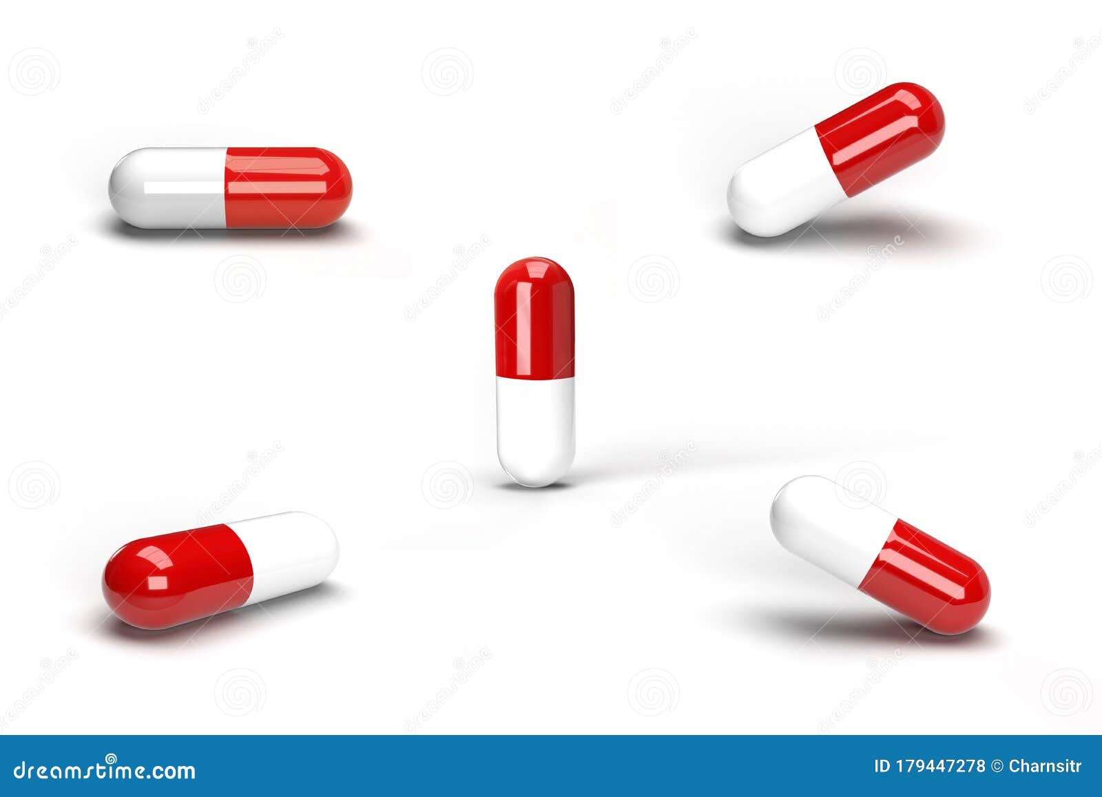 3d capsule pills in various angle