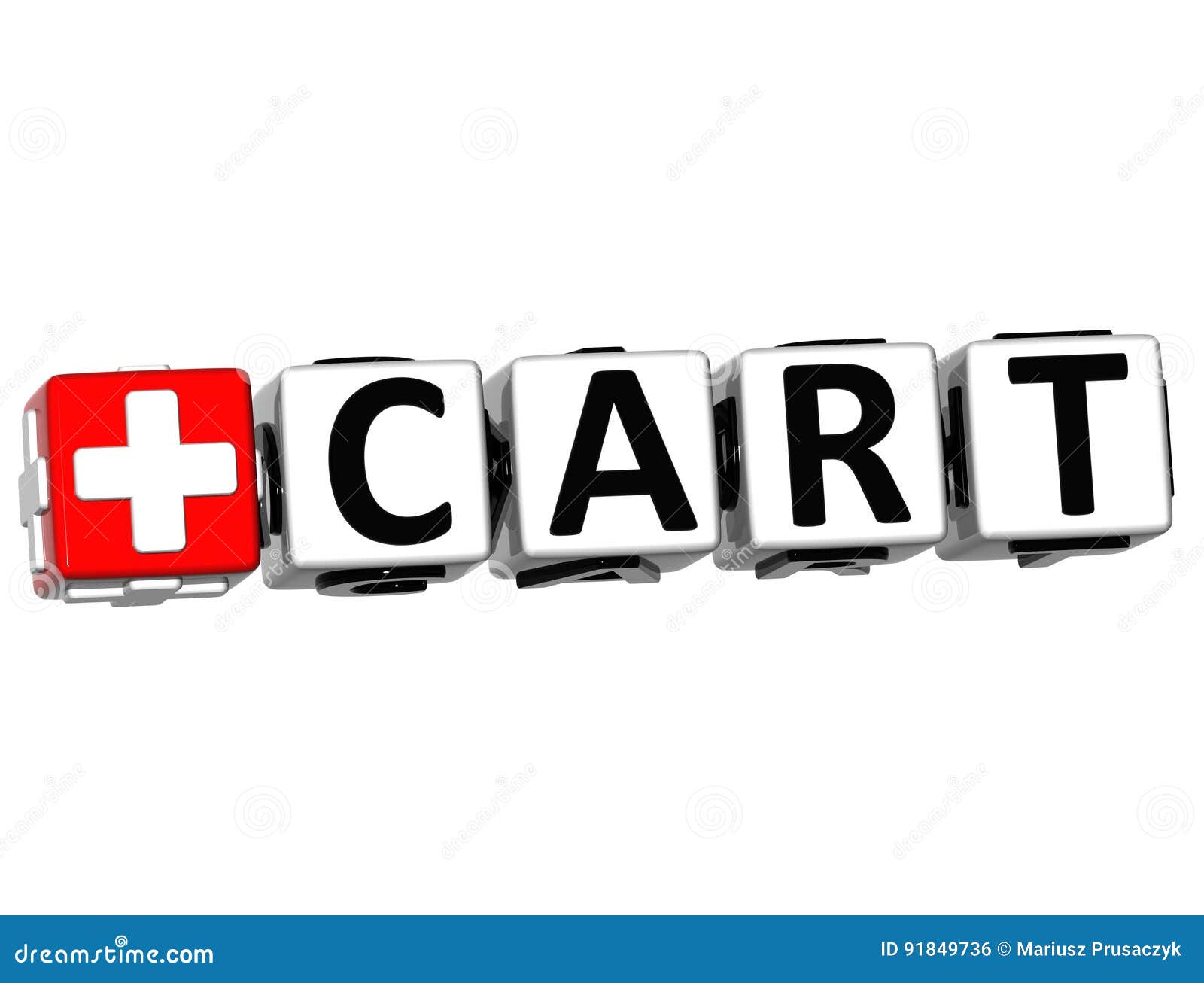 3d cart button click here block text