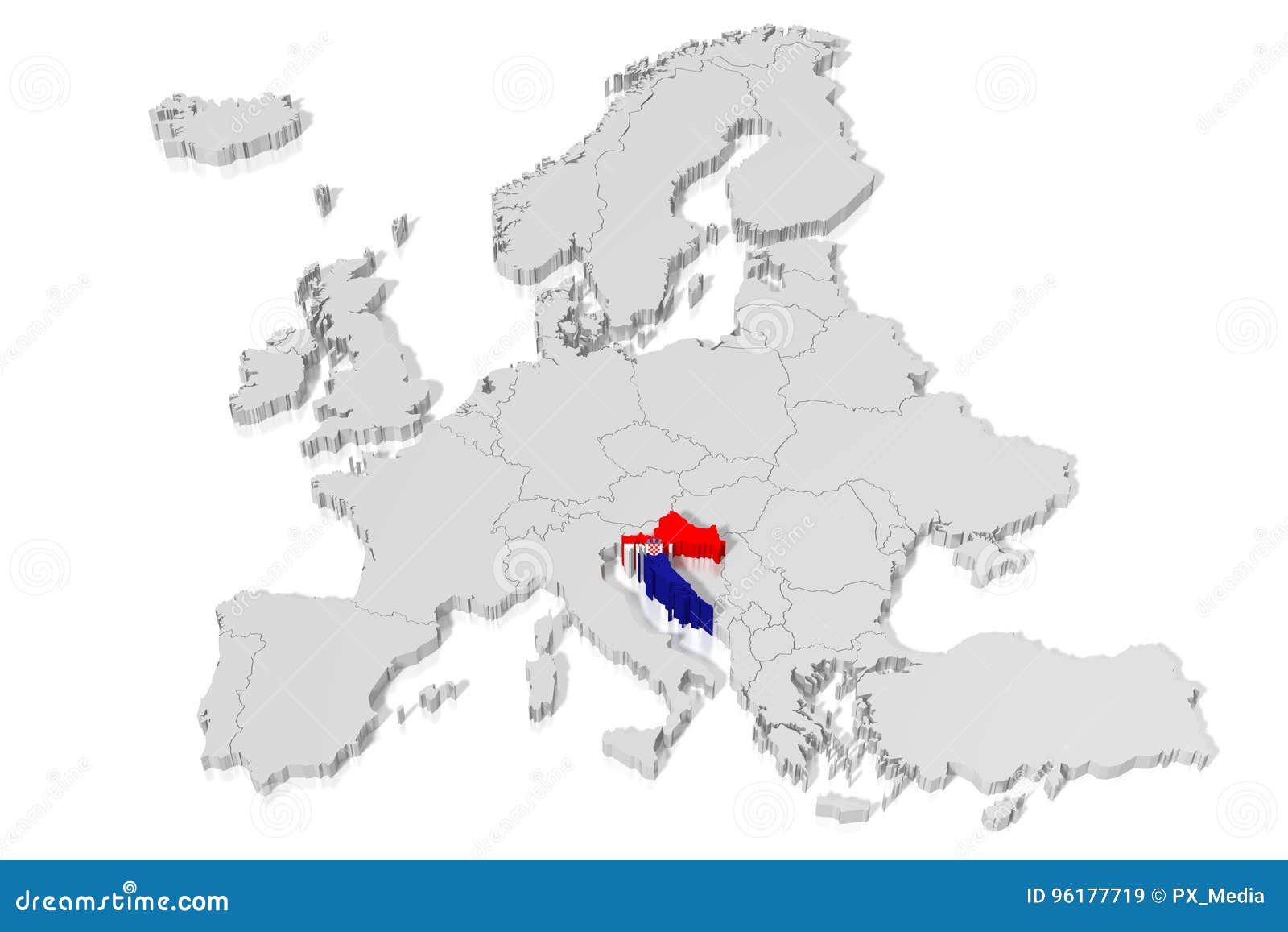 3d Carte Drapeau Croatie Illustration Stock