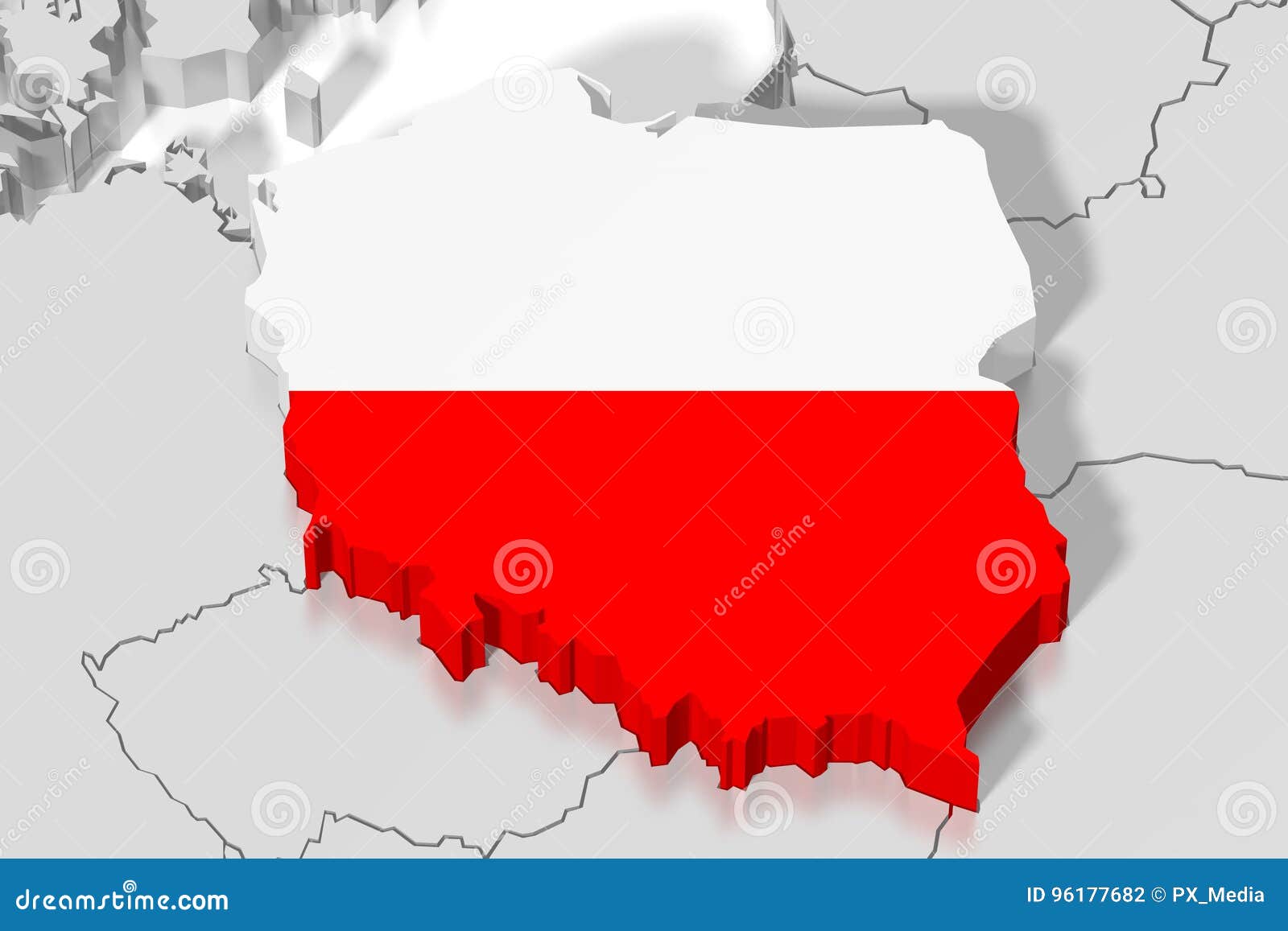 3D Carte, Drapeau - Pologne Illustration Stock - Illustration du  silhouette, indicateur: 96177682