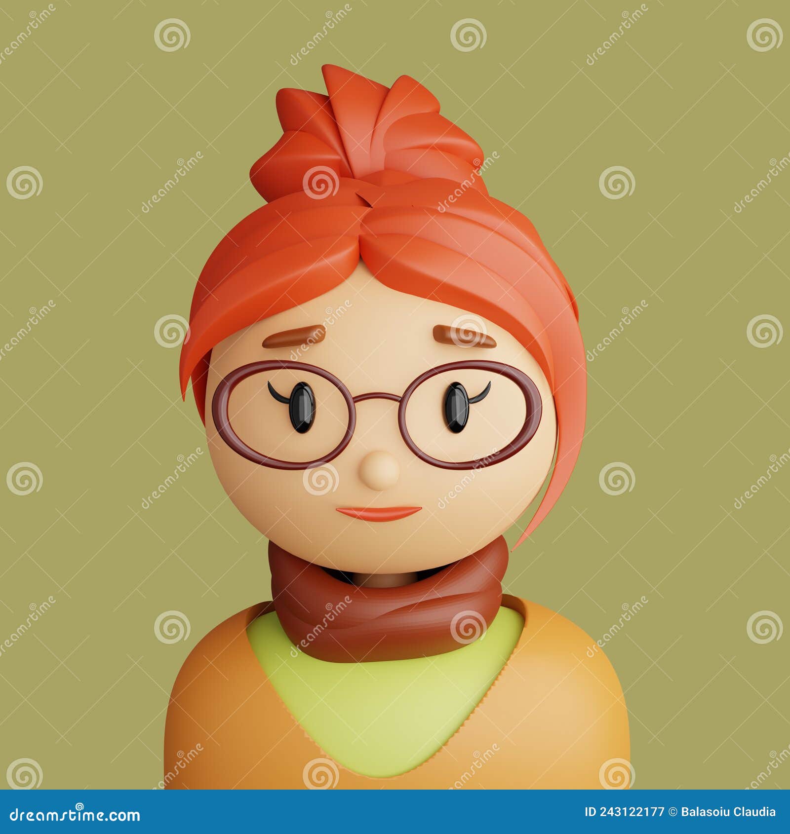 cute avatar girl for profile 3d model Stock Illustration