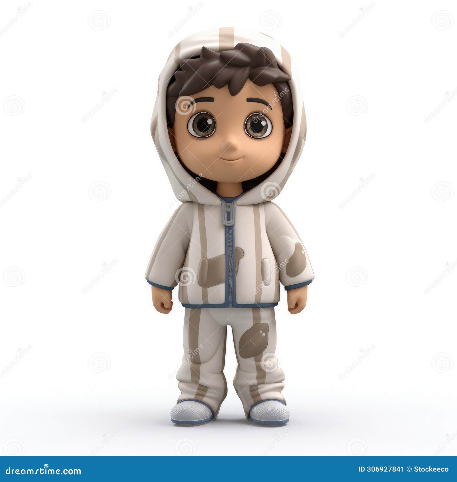 3d cartoon boy in white hoodie: incisioni series inspired 3d model