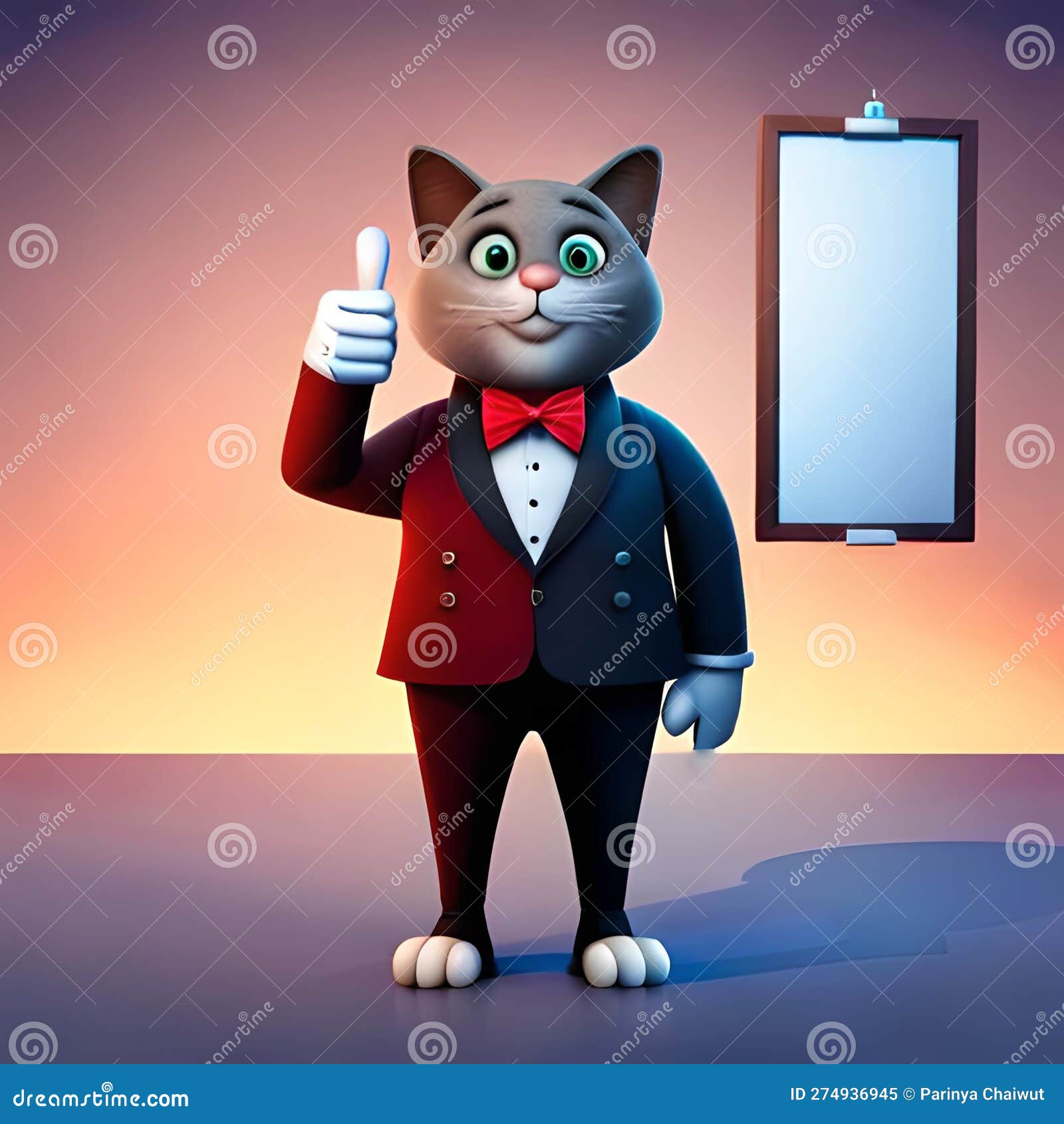 Chic Cat Charisma Wearing Coat Wearing Stock Illustration