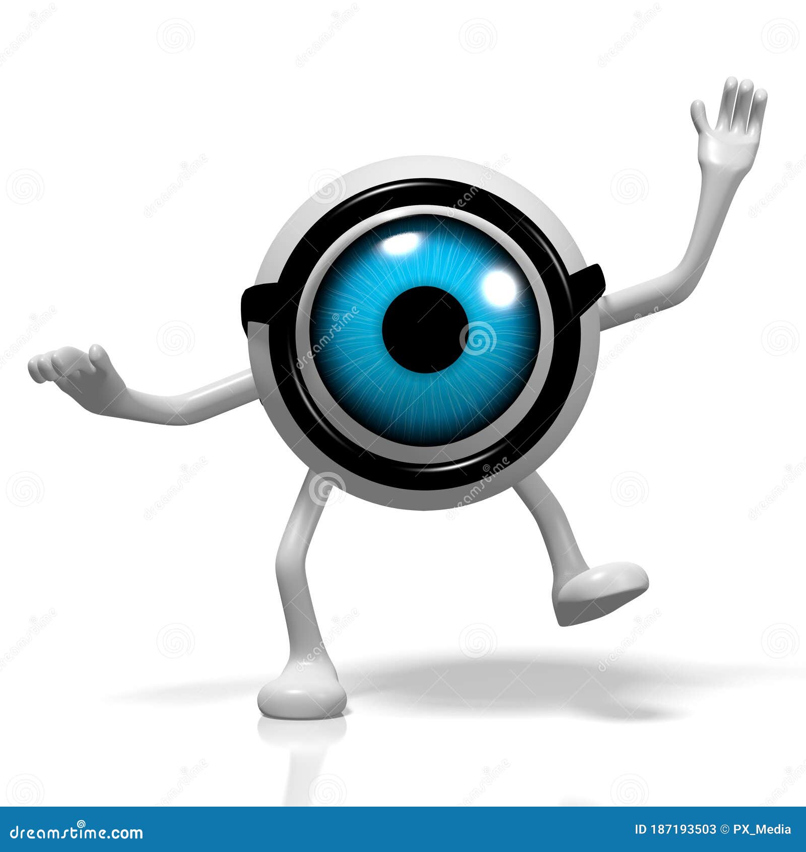 3D Cartoon Eyeball Wearing Eyeglasses, White Background. Stock Illustration  - Illustration of humor, background: 187193503