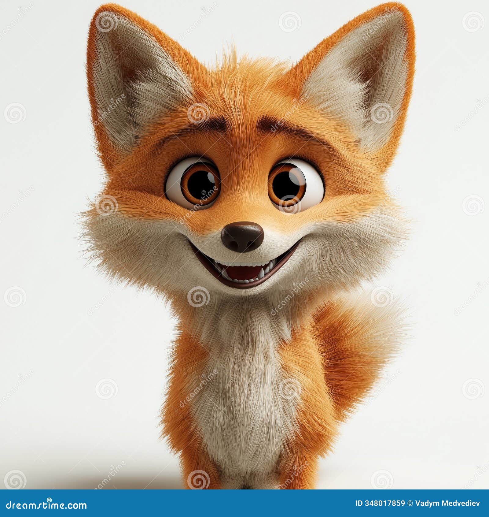 3d cartoon fox character with happy expression. cute animal . friendly animal. ideal for kids content. suitable for