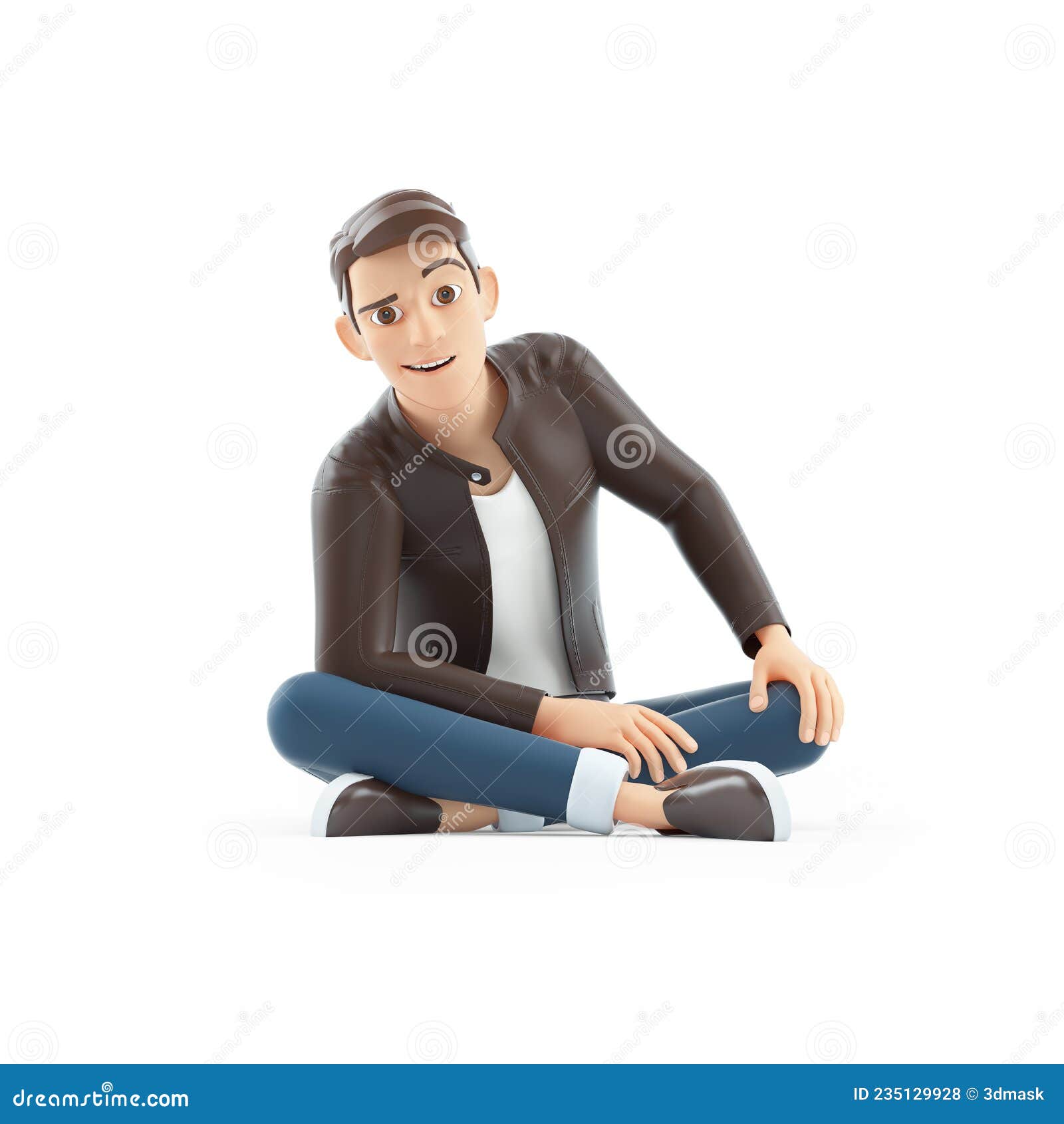 3d Cartoon Man Sitting on Floor Stock Illustration - Illustration of  character, sitting: 235129928