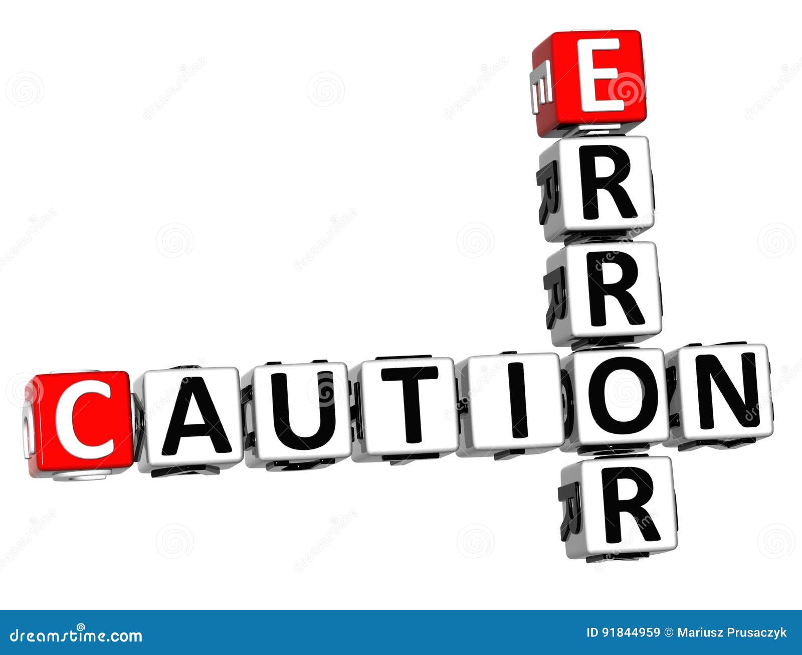 3D Caution Error Crossword on White Background Stock Illustration
