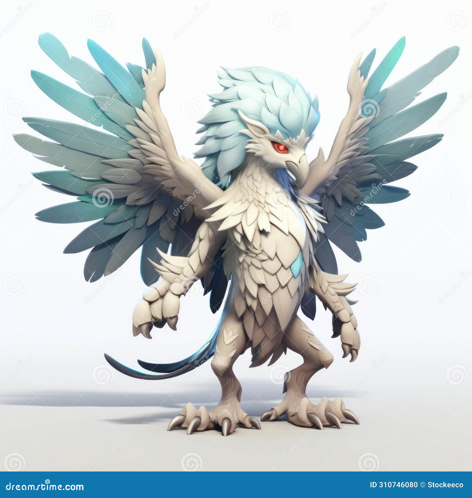 3d cel shaded harpy character on white background - full body