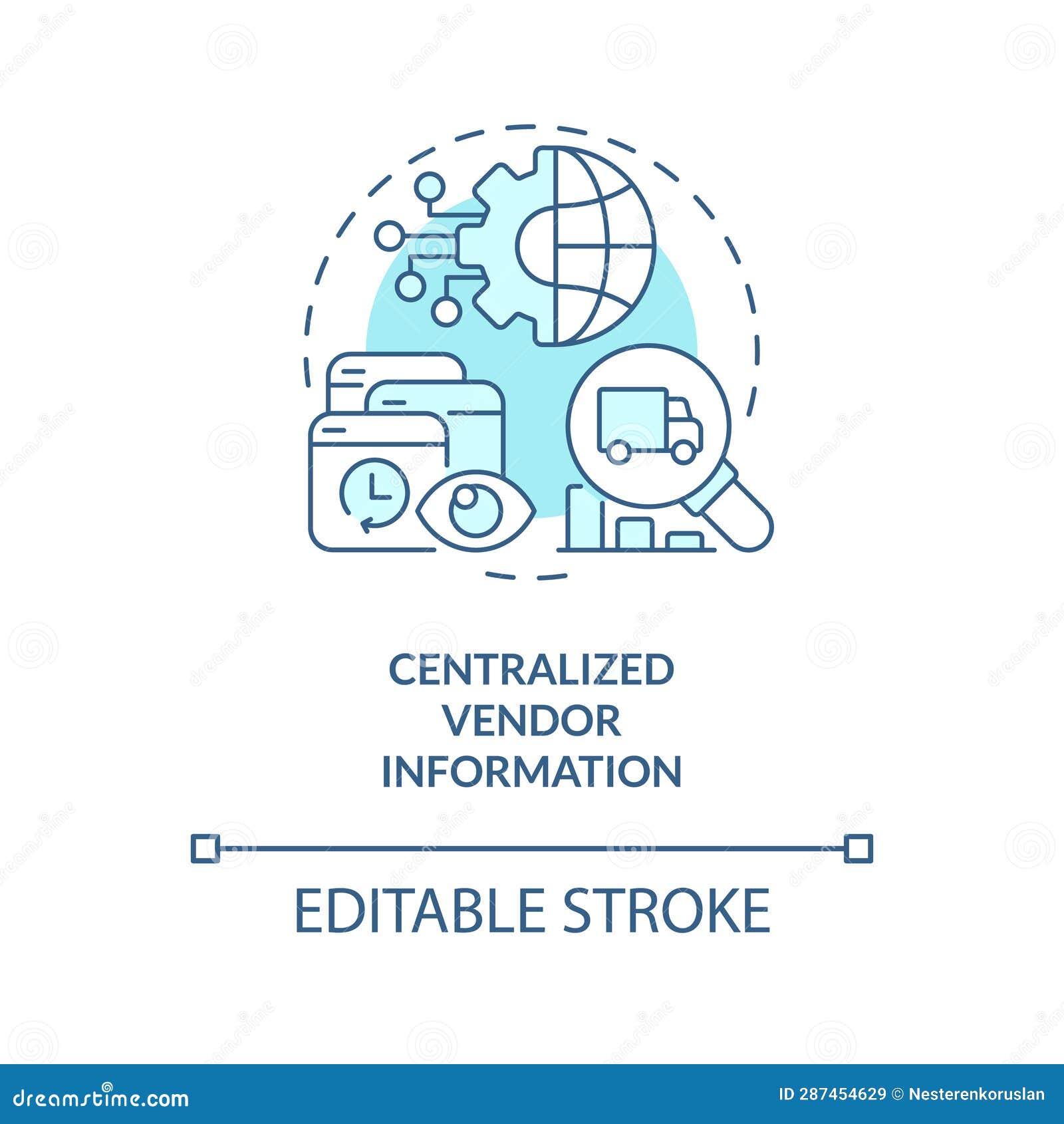 2D Centralized Vendor Information Blue Concept Stock Vector