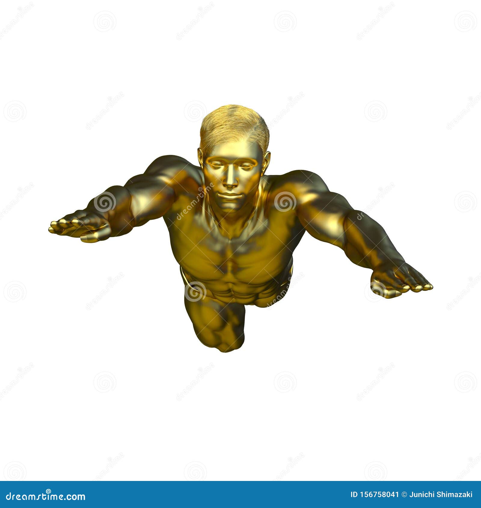 3D CG Rendering of Gold Man Statue Stock Illustration Illustration of