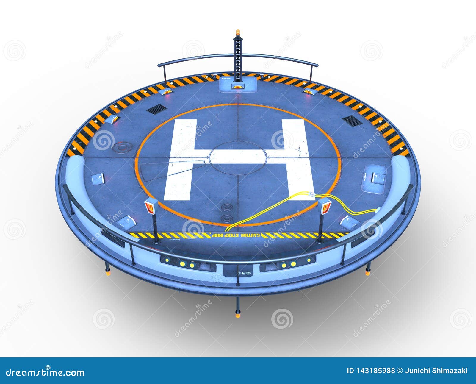 3D CG rendering of helipad stock illustration. Illustration of rooftop