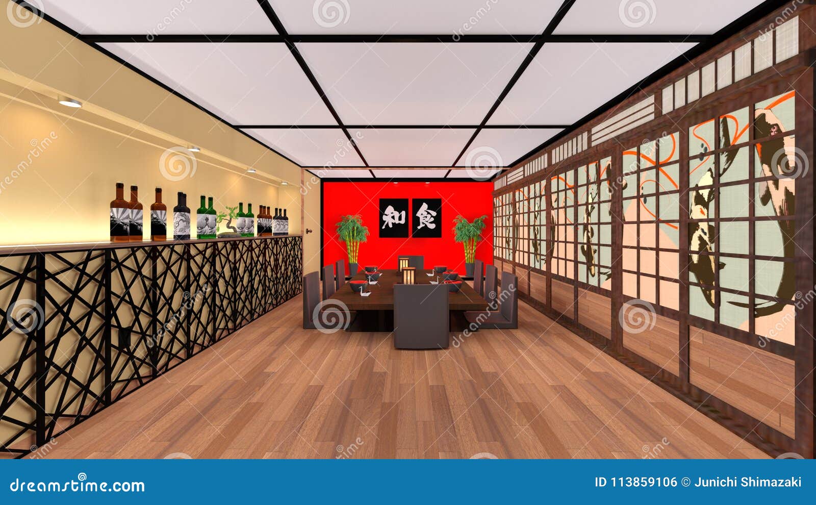 Japanese restaurant stock illustration. Illustration of food - 113859106