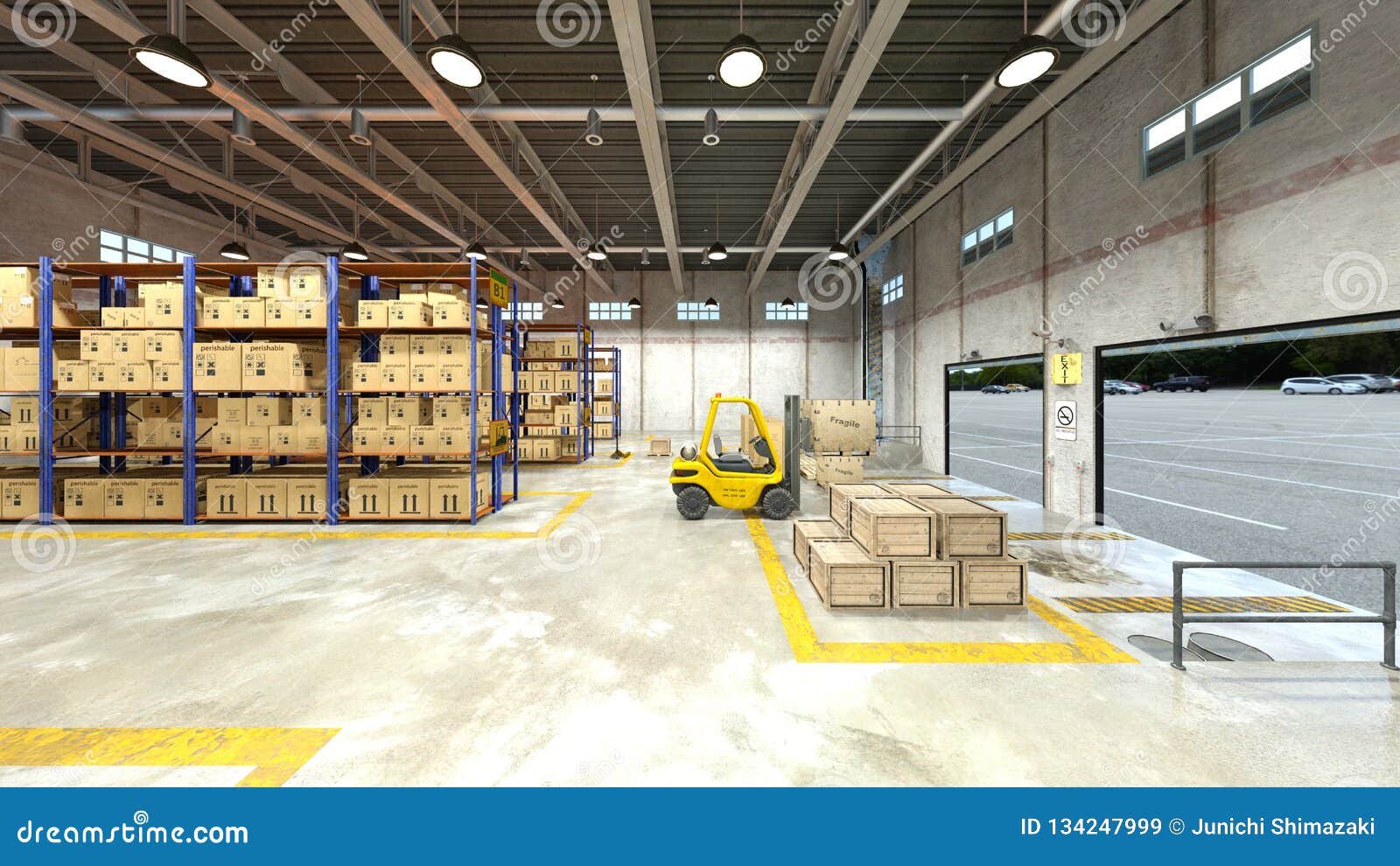 3D CG Rendering of Warehouse Stock Image Image of place, background
